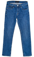 Men's blue jeans isolated on a transparent background. Front view.