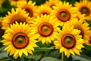 Fototapeta premium Vibrant Sunflower Field Seamless Pattern