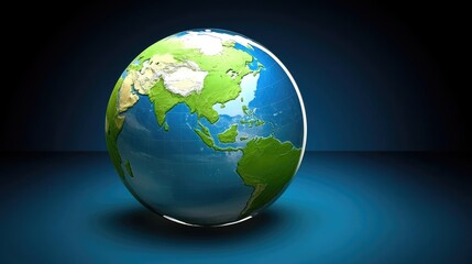 Fototapeta premium Showcasing the beautiful globe earth digital illustration 3d rendering blue background environmental awareness