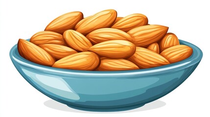 Bowl of almonds, healthy snack, nutritious food.