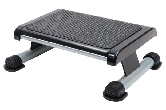 Black and silver footrest for under desk use isolated with transparent background