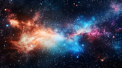 Naklejka premium A stunning view of a galaxy filled with vibrant stars and swirling nebulae.