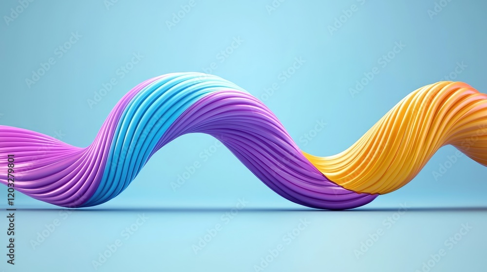 Poster dynamic colorful wave sculpture abstract art display studio setting contemporary design eye-level pe