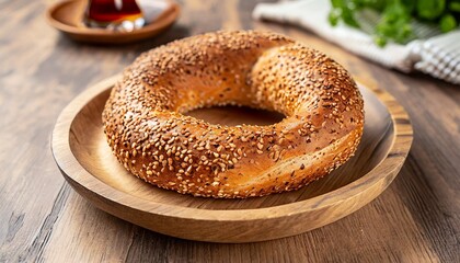 Simit - Turkish Bagel showcasing the sesame-covered crust bakery of street food of Turkey