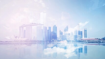 Fototapeta premium Singapore Skyline: A Dreamlike Cityscape Reflection