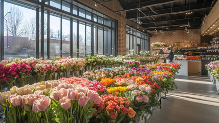 花で溢れる賑やかな花市場
