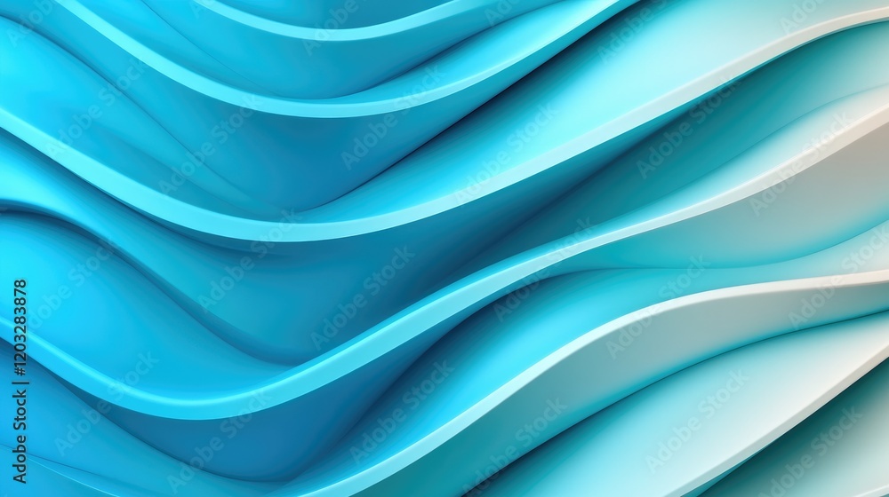 Poster dynamic wave patterns abstract design digital art blue tones close-up view visual harmony for modern
