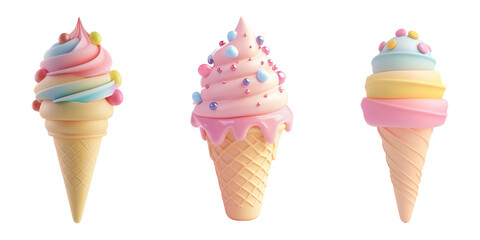 3d icon ice cream cones,png