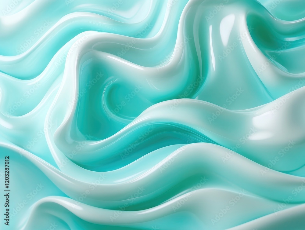 Poster flowing aqua waves abstract art digital design soft textures close-up view serenity and calmness