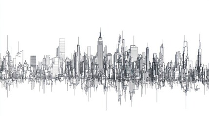 Obraz premium Abstract Cityscape: A Wireframe Metropolis