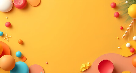 Playful Abstract Design with Bright Colors and 3D Geometric Elements