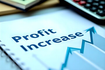 Graph, calculator, "Profit Increase" book