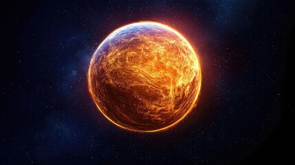 Solar explosion impacting planetary atmosphere space digital art cosmic environment high angle sci-fi conceptualization