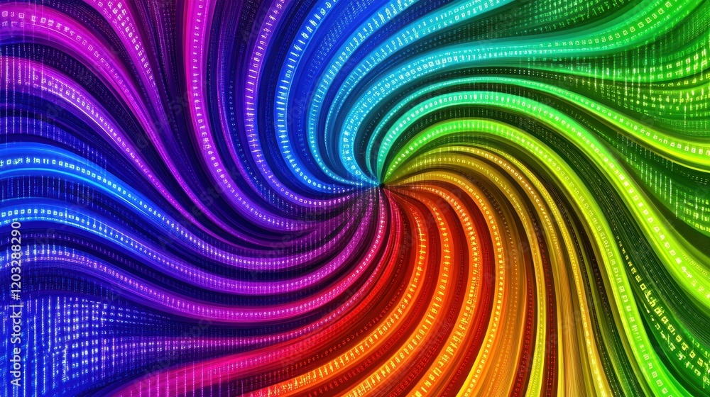 Poster rainbow swirl data stream abstract design