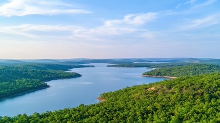 Obraz premium Aerial view of tropical lake and forest