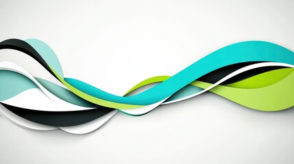 Colorful wave pattern with smooth curves on a white background.