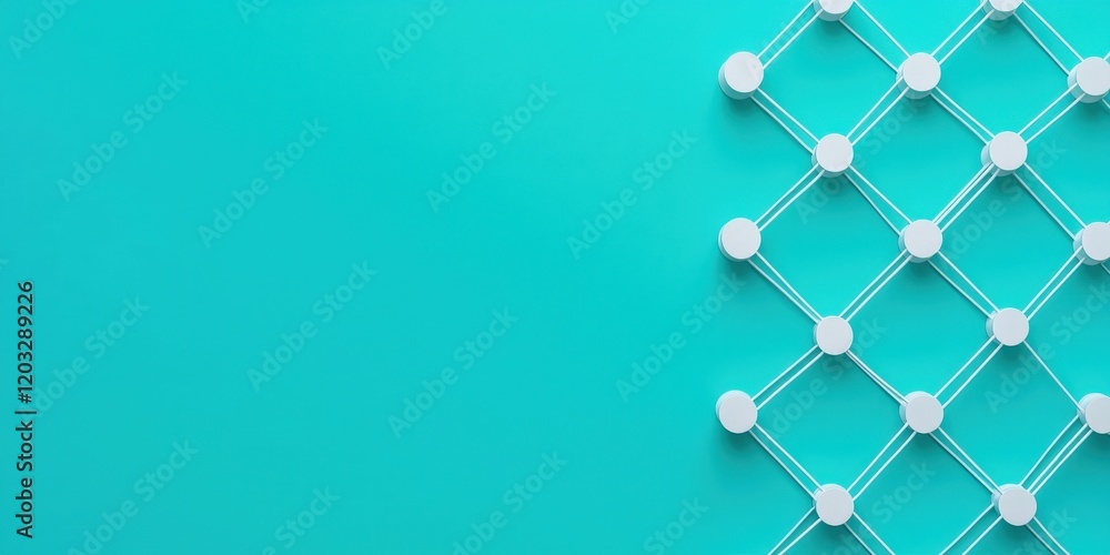 Poster law restriction policy resources concept. minimalistic turquoise background with a white geometric g