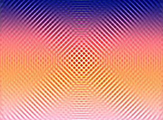 Abstract rainbow background image, ranging from dark blue, dark purple, dark pink, yellow, orange, to light pink, in the shape of a four-pointed openwork holographic seamless pattern.