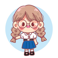 Schoolgirl Gesturing with Open Hands cartoon  Vector Illustration