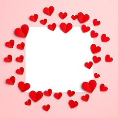 Red Hearts Frame a Blank Space for Your Design.