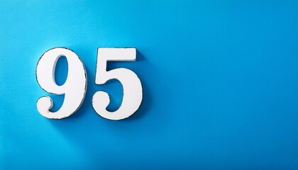 Banner number 95 on blue background, copy space. Generated image