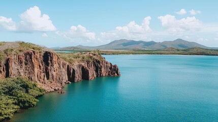Fototapeta premium Coastal cliffs and turquoise ocean
