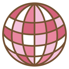 cute kawaii Groovy Retro Disco ball outline cartoon doodle illustration