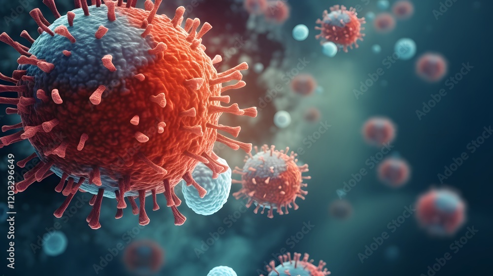Aufkleber digital of hmpv virus particles infecting and multiplying in the human lung microscopic view of resp
