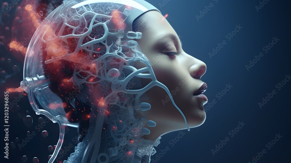 Aufkleber futuristic depiction of advanced technology detecting and analyzing respiratory viruses like hmpv in