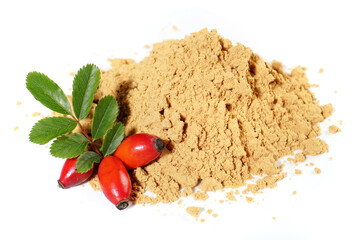 Rosehip Powder isolated on white Background