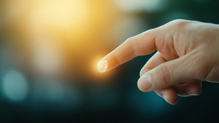 Close-up view of a businessman scanning his fingerprint for secure access, set against a blurred office background highlighting technology