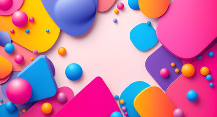 Colorful Abstract 3D Composition with Geometric Shapes and Playful Design