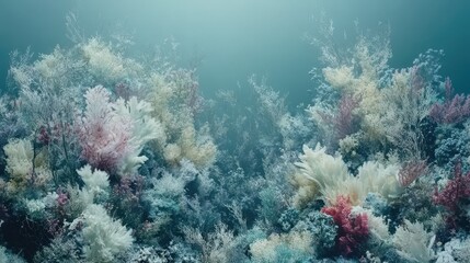 Serene Underwater Coral Reef Scene Depicts Diverse Flora