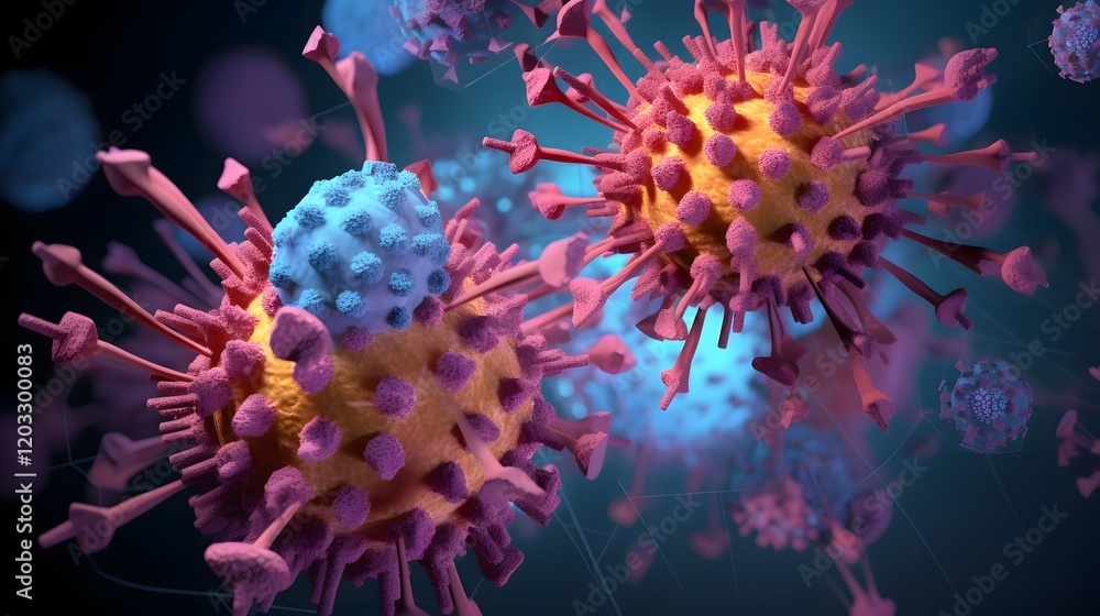 Poster graphical representation showcasing the disruptive effects of the hmpv virus on the normal respirato