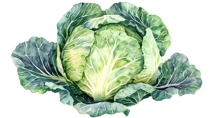 Fototapeta premium Watercolor Illustration of Cabbage
