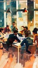 Fototapeta premium Digital painting of a workplace diversity survey being conducted to gather feedback and identify areas for improvement