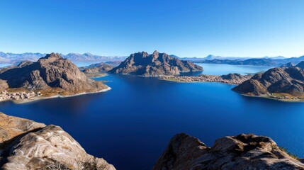 Serene mountain lake landscape