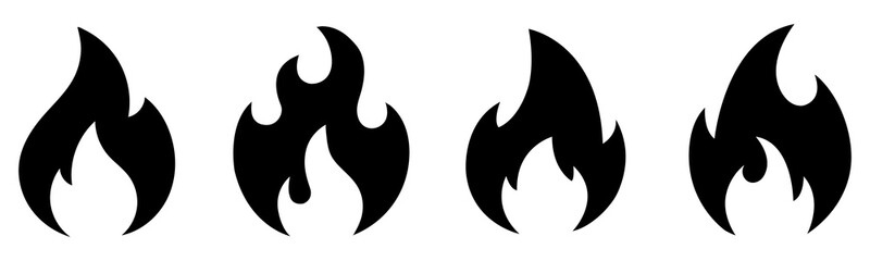 Set of flame icons. Ideal for logo design, app icons, or graphic elements. Vector illustration. Flame, fire, iconsfire, flame, icon, vector, logo, burn, flammable, hot.