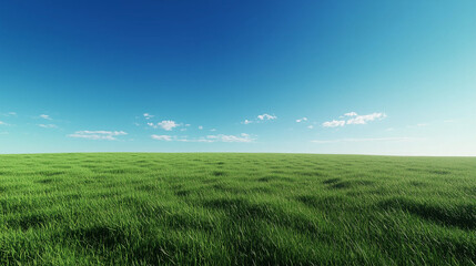 Obraz premium Wide Green Field Under Clear Blue Sky