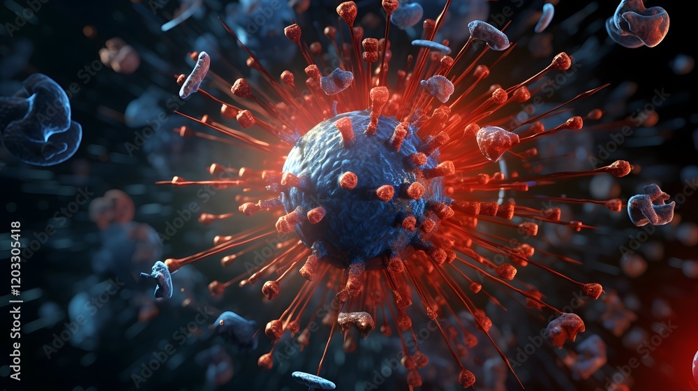 Poster a high detailed showcasing the intricate structure and design of the hmpv human metapneumovirus viru