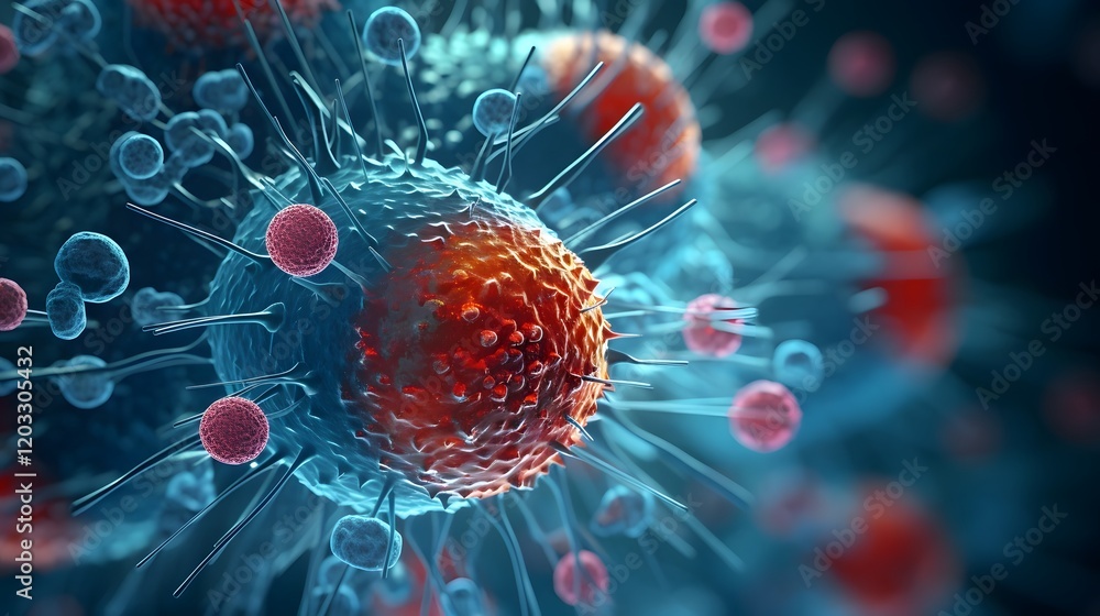 Poster high detail representation of the hmpv human metapneumovirus virus particle showcasing the intricate