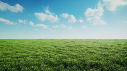 Obraz premium Wide Green Field Under Clear Blue Sky