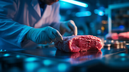 Meat preparation process in a modern kitchen with a focus on quality and precision