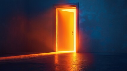 Hopeful doorway with radiant warm light.
