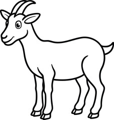 Obraz premium Beautiful animal goat line art vector artwork illustration