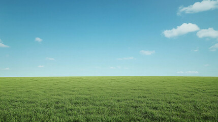 Naklejka premium Wide Green Field Under Clear Blue Sky