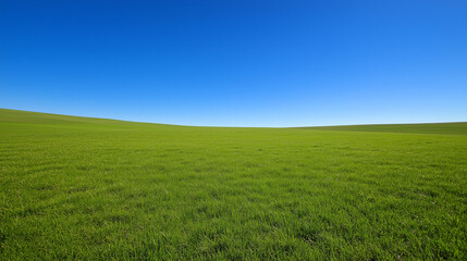 Obraz premium Wide Green Field Under Clear Blue Sky