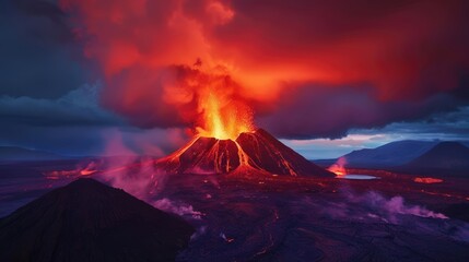 Dramatic aerial view of volcanic landscape