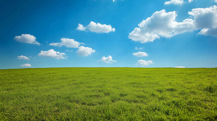 Obraz premium Wide Green Field Under Clear Blue Sky