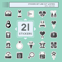 Sticker line cut Set Women. related to Celebration symbol. design editable